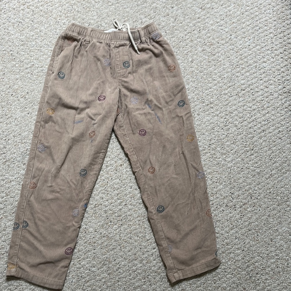 Urban Outfitters Mens Embroidered Smiley Face Stretch Pants Corduroy Ribbed